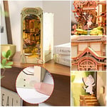 Rowood Yetişkinler için Kitap Köşesi Kitleri, 3D Ahşap Yapboz Kitaplık, Kitaplık Dekor Ekleme Sokağı, Yetişkinler için DIY Minyatür Booknook Modeli El Sanatları Kitleri, Doğum Günü Noelinde LED'li