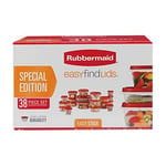 Rubbermaid 38 Parça Kolay Bulunan Kapak Kırmızı Yiyecek Saklama Seti - Mutfak Depolama