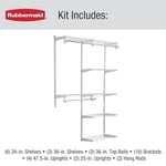 Rubbermaid Configurations Deluxe Dolap Kiti, Beyaz, 4-8 Ft., Genişletilebilir Raf ve Teleskopik Çubuklu Tel Raf Kiti, Özel Dolap Düzenleme Sistemi, Kolay Kurulum