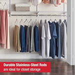 Rubbermaid Configurations Deluxe Dolap Kiti, Beyaz, 4-8 Ft., Genişletilebilir Raf ve Teleskopik Çubuklu Tel Raf Kiti, Özel Dolap Düzenleme Sistemi, Kolay Kurulum
