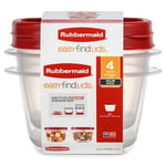 Rubbermaid Easy Find Lids Yiyecek Saklama Kapları, 2 Bardak, Yarışçı Kırmızısı, 4 Parça Set
