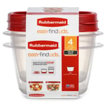 Rubbermaid Easy Find Lids Yiyecek Saklama Kapları, 2 Bardak, Yarışçı Kırmızısı, 4 Parça Set