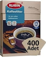 Rubin Kahve Filtresi 2 Numara (Küçük Boy) Naturel Kağıt 400 Adet