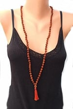 Rudrakşa 108 Taneli Mala Tesbih-Kolye Hindistan Rudraksha
