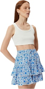 Ruffle Floral Mini Skirt