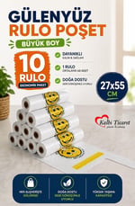 Rulo Poşet Büyük Boy 10 Rulo Gülenyüz Baskılı Poşet Hışır Atlet Poşet Market Manav Poşeti