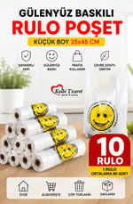 Rulo Poşet Küçük Boy 10 Rulo Gülenyüz Baskılı Poşet Hışır Atlet Poşet Market Manav Poşeti