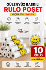 Rulo Poşet Küçük Boy 10 Rulo Gülenyüz Baskılı Poşet Hışır Atlet Poşet Market Manav Poşeti