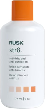 RUSK Designer Collection Str8 Kabarma Önleyici ve Kıvrılma Önleyici Losyon, 6 oz, Hafif, Yağsız Şekillendirici Losyon, Kıvrılmayı Geçici Olarak Kaldırır ve Aşırı Kabarmayı Ortadan Kaldırır, Beyaz