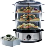 Russell Hobbs 19270-56 Buharlı Pişirici, 9 L, 800 Watt, 60 Dakika Zamanlayıcı, Bulaşık Makinesinde Yıkanabilir, BPA İçermez, Pirinç/Yumurta kapları, Paslanmaz Çelik/Siyah