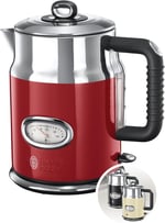 Russell Hobbs 21670-70 Su Isıtıcı, 1.7L, 2400W, Hızlı Kaynatma Özelliği, Retro Tasarım, Su Sıcaklığı Göstergesi, Doldurma Miktarı İşaretlemesi, Mükemmel Su Dökme Ağzı, Eski Çay Makinesi [Enerji Sınıfı