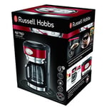 Russell Hobbs 21700-56 Retro Ribbon Filtre Kahve Makinesi Kırmızı, 10 Fincana Kadar, 1.25 L Cam Sürahi, Retro Tasarım, Demleme ve Isıtma Ekranı, Otomatik Kapanma, Isıtma Plakası, 1000W
