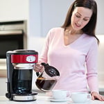 Russell Hobbs 21700-56 Retro Ribbon Filtre Kahve Makinesi Kırmızı, 10 Fincana Kadar, 1.25 L Cam Sürahi, Retro Tasarım, Demleme ve Isıtma Ekranı, Otomatik Kapanma, Isıtma Plakası, 1000W