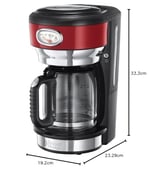 Russell Hobbs 21700-56 Retro Ribbon Filtre Kahve Makinesi Kırmızı, 10 Fincana Kadar, 1.25 L Cam Sürahi, Retro Tasarım, Demleme ve Isıtma Ekranı, Otomatik Kapanma, Isıtma Plakası, 1000W