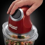 Russell Hobbs 24660-56 Mini Doğrayıcı Desire, Tek Elle Kontrol Düğmesi, Kapak Dahil 500 Ml Cam Kap, Sebze Doğrayıcı, Elektrikli Karıştırıcı, Sebzeler, Meyveler ve Etler İçin, Kırmızı