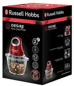 Russell Hobbs 24660-56 Mini Doğrayıcı Desire, Tek Elle Kontrol Düğmesi, Kapak Dahil 500 Ml Cam Kap, Sebze Doğrayıcı, Elektrikli Karıştırıcı, Sebzeler, Meyveler ve Etler İçin, Kırmızı