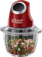 Russell Hobbs 24660-56 Mini Doğrayıcı Desire, Tek Elle Kontrol Düğmesi, Kapak Dahil 500 Ml Cam Kap, Sebze Doğrayıcı, Elektrikli Karıştırıcı, Sebzeler, Meyveler ve Etler İçin, Kırmızı