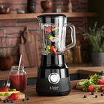 Russell Hobbs 24722-56 blender [1,5 l cam kap] mat siyah (güçlü 0.9PS motor, darbe/buz kırma fonksiyonu, paslanmaz çelik bıçak, BPA içe - Seçenekler: Blender, Tek, El mikseri, tek, Entsafter Weixdf...