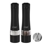 Russell Hobbs 28010-56 Tuz ve Karabiber Öğütücü Seti, Elektirikli, Seramik Öğütücü, İnce ve İri Ayarlanabilir Öğütme Seviyesi, LED Aydınlatma, Pille Çalıştırma, Baharat Öğütücü, Siyah