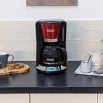 Russell Hobbs Colours+ dijital kahve makinesi, kırmızı, programlanabilir zamanlayıcı, 1,25 l cam sürahi, 10 fincana kadar, sıcak tutma plakası, otomatik kapanma, 1100 W, filtre kahve makinesi 24031-56