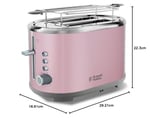 Russell Hobbs Ekmek Kızartma Makinesi Bubble Pembe, 2 Ekstra Geniş Tost Yuvası, Sandviç Eki, 6 Ayarlanabilir Kızartma Seviyesi + Buz Çözme ve Isıtma Fonksiyonu, Hızlı Kızartma Teknolojisi, 930W, 25081