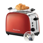 Russell Hobbs Ekmek kızartma makinesi [2 dilim için] Colours Plus paslanmaz çelik kırmızı (ekstra geniş yuvalar, 6 kademeli hızlı kızartma, kaldırma ve kontrol, buz çözme, ısıtma, 1600W) Toaster 26554