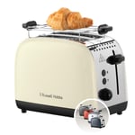 Russell Hobbs Ekmek kızartma makinesi [2 dilim için] Colours Plus Inox krem (ekstra geniş yuvalar, 6 kademeli hızlı kızartma, kaldırma ve kontrol, buz çözme, ısıtma, 1600 W) Toaster 26551-56