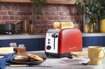 Russell Hobbs Ekmek kızartma makinesi [2 dilim için] Colours Plus paslanmaz çelik kırmızı (ekstra geniş yuvalar, 6 kademeli hızlı kızartma, kaldırma ve kontrol, buz çözme, ısıtma, 1600W) Toaster 26554