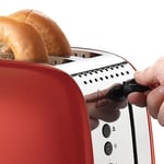 Russell Hobbs Ekmek kızartma makinesi [2 dilim için] Colours Plus paslanmaz çelik kırmızı (ekstra geniş yuvalar, 6 kademeli hızlı kızartma, kaldırma ve kontrol, buz çözme, ısıtma, 1600W) Toaster 26554