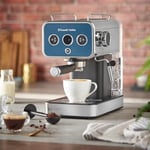 Russell Hobbs Espresso Makinesi Distinctions Paslanmaz Çelik Okyanus Mavisi (15 Bar, 1 ve 2 Bardak Takma, ESE Pedleri, Otomatik Dozajlama ve Man.Seçeneği, Sıcak Su ve Süt Köpüğü için Buhar Nozulu)