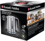 Russell Hobbs Mini Su Isıtıcısı Kompakt Paslanmaz Çelik, 0.8L, 2200W, Led Aydınlatma, Kireç Filtresi, Optimize Edilmiş Dökme Musluğu, Yerden Tasarruf Sağlayan, Küçük Seyahat Su Isıtıcısı, Kompakt Çay 