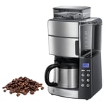 Russell Hobbs Öğütücülü kahve makinesi, termos, 10 fincan, dijital programlanabilir zamanlayıcı, 3 kademeli öğütme derecesi ayarı, 1000 W, filtre kahve çekirdekleri için Grind&Brew 25620-56