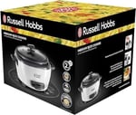 Russell Hobbs Orta Boy Pirinç Pişirici, Paslanmaz Çelik/Beyaz, Yapışmaz kaplama, bulaşık makinesinde yıkanabilir, 300 Watt) 27030-56, bir seferde 6 porsiyon (porsiyon başına 200 grama kadar)