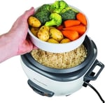 Russell Hobbs Orta Boy Pirinç Pişirici, Paslanmaz Çelik/Beyaz, Yapışmaz kaplama, bulaşık makinesinde yıkanabilir, 300 Watt) 27030-56, bir seferde 6 porsiyon (porsiyon başına 200 grama kadar)
