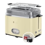 Russell Hobbs Retro ekmek kızartma makinesi, retro geri sayım göstergesi, ekmek başlığı dahil, 6 ayarlanabilir kızartma kademesi + çözme ve ısıtma fonksiyonu, 1300 W, Vintage 21682-56