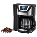 Russell Hobbs Victory Öğütücülü Kahve Makinesi (1,5 l cam sürahi, 12 fincan, dijital programlanabilir zamanlayıcı, öğütme ayarı, kahve çekirdekleri için kahve makinesi, filtre kahve makinesi 22000-56
