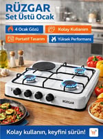 RÜZGAR Set Üstü Ocak – 4 Gözlü (1 Taşlı) Beyaz
