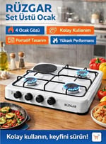 RÜZGAR Set Üstü Ocak – 4 Gözlü (1 Taşlı) Beyaz