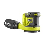 RYOBI 18 V ONE + Akülü Eksantrik Zımpara RROS18-0 (Zımpara diski boyutu 125 mm, 2,5 mm salınım devri, rölanti devri 20.000 devir/dakika, akü ve şarj cihazı hariç), yeşil ve antrasit