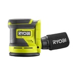 RYOBI 18 V ONE + Akülü Eksantrik Zımpara RROS18-0 (Zımpara diski boyutu 125 mm, 2,5 mm salınım devri, rölanti devri 20.000 devir/dakika, akü ve şarj cihazı hariç), yeşil ve antrasit