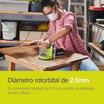 RYOBI 18 V ONE + Akülü Eksantrik Zımpara RROS18-0 (Zımpara diski boyutu 125 mm, 2,5 mm salınım devri, rölanti devri 20.000 devir/dakika, akü ve şarj cihazı hariç), yeşil ve antrasit