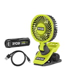 RYOBI 4 V USB-LITHIUM RCF4-120G, 325°C döndürülebilir ve 180°C döndürülebilir başlık, 1 x 4 V 2,0 Ah pil ve USB-C şarj kablosu dahil