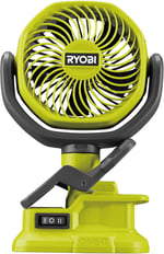 RYOBI RCF18-0 18 V akülü klipsli vantilatör (kompakt ve taşınabilir akülü vantilatör, kauçuk sabitleme kelepçesi, 2 kademeli ayar, tambur çapı (cm) 10, pil ve şarj cihazı dahil değildir), yeşil