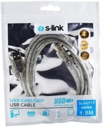 S-Link SL-U2015 Usb2.0 1.5m Şeffaf Yazıcı Kablosu, Şeffaf - Seçenekler: 1.5 Metre, 3 Metre, 5 Metre, 10 Metre