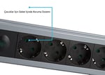 S-link SPGKS03 1.5m 3G1.5mm2 900 Joule 3Lü Akım Kor. Gri Priz Çoklayıcı