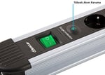 S-link SPGKS03 1.5m 3G1.5mm2 900 Joule 3Lü Akım Kor. Gri Priz Çoklayıcı