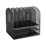 Safco 3255BL Onyx çalışma masası düzenleyici, metal kafes, iki uzunlamasına ve altı çapraz bölmeli