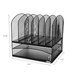 Safco 3255BL Onyx çalışma masası düzenleyici, metal kafes, iki uzunlamasına ve altı çapraz bölmeli