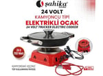 Şahika 24V Kamyoncu Tipi Elektrikli Ocak, 700 Watt, Siyah-Kırmızı