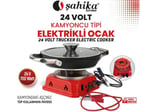 Şahika 24V Kamyoncu Tipi Elektrikli Ocak, 700 Watt, Siyah-Kırmızı